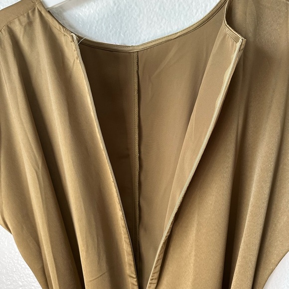 Olive Green Sateen Maxi Especial Ocassion Maxi Short Sleeves Large Dress BNWT - Picture 9 of 11